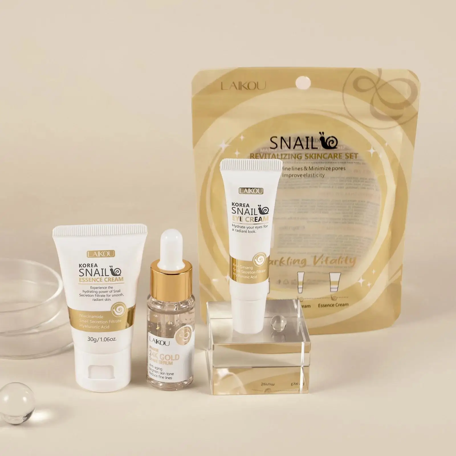 Luxury Skincare Lines - Sérum réparateur d'escargot doré 24K, crème